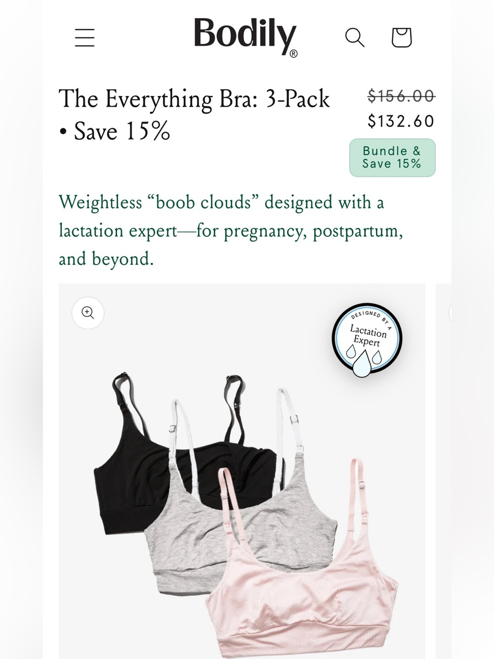 Bodily: The Everything Bra 3 pack size large